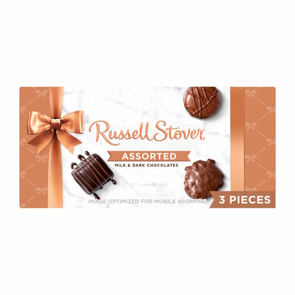 Candy & Chocolate Russell Stover Assorted Milk & Dark Chocolate Trial Size Gift Box (3 Pieces) hero