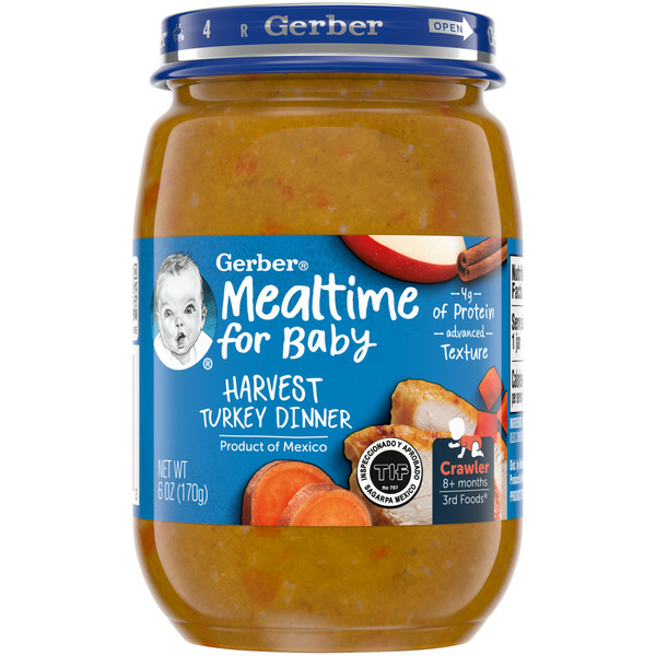 Poultry Counter Gerber Mealtime Baby Food Harvest Turkey Dinner Jar hero