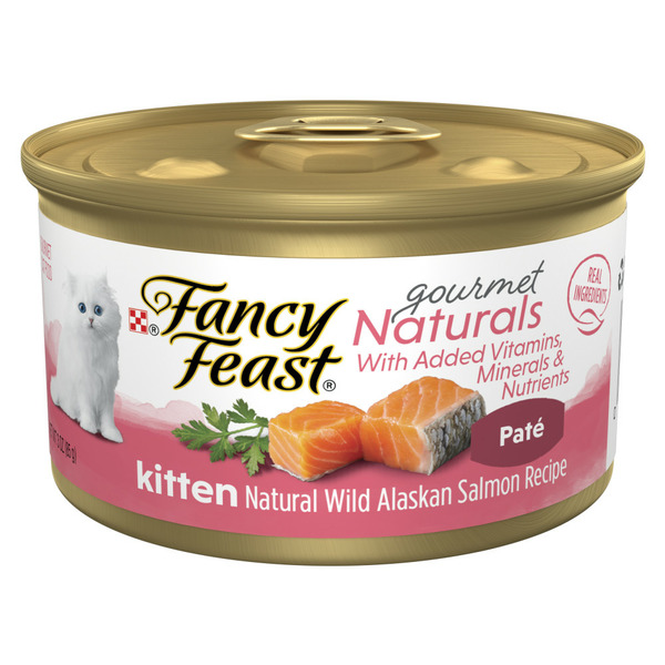 Purina Fancy Feast Grain Free Pate Wet Kitten Food Gourmet Naturals Wild Alaskan Salmon Recipe hero