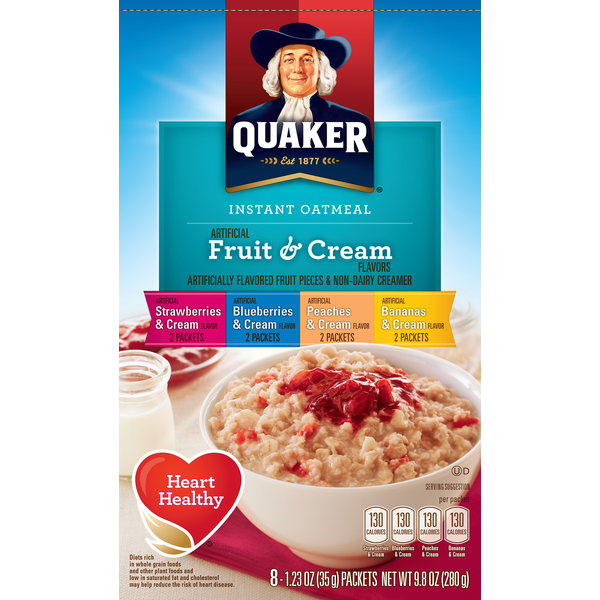 Hot Cereal & Pancake Mixes Quaker Oatmeal, Fruit & Cream, Instant hero