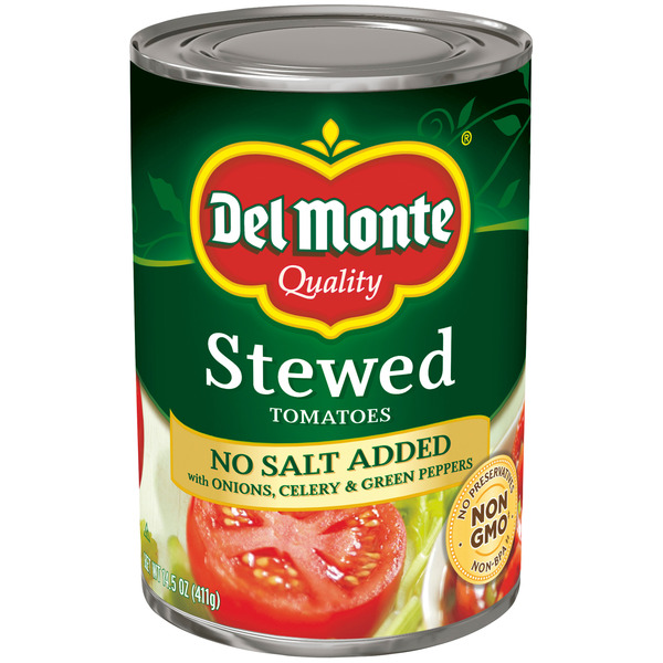 Canned & Jarred Vegetables Del Monte Tomatoes, No Salt Added, Stewed hero