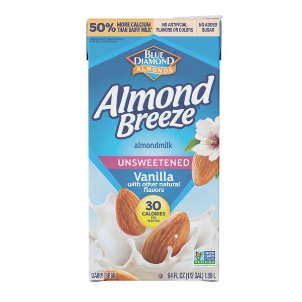 Non-Refrigerated Milk Almond Breeze Shelf-Stable Unsweetened Vanilla Almondmilk hero