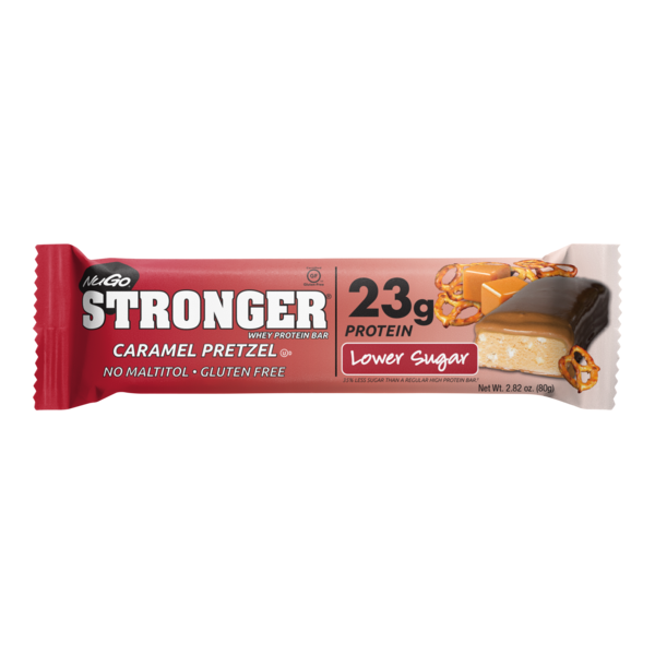 Energy & Granola Bars NuGo Stronger Caramel Pretzel, Gluten Free, 23g Whey Protein Bar hero