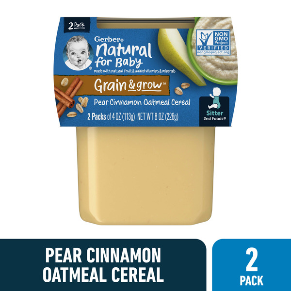 Baby Food & Formula Gerber Pears & Cinnamon with Oatmeal Purees-Fruit/Grain 2nd Foods hero