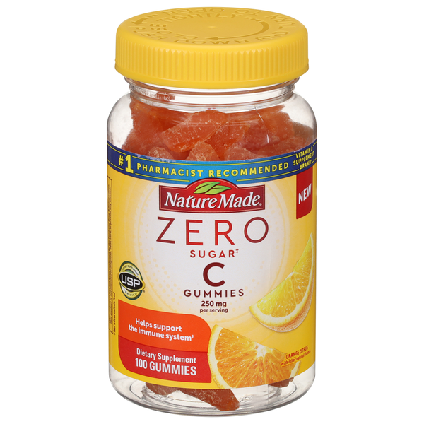 Nature Made Vitamin C, Zero Sugar, 250 mg, Gummies, Orange Citrus hero