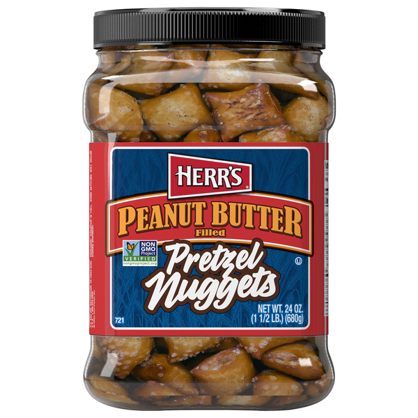 Chips & Pretzels Herr's Pretzel Nuggets, Peanut Butter Filled hero