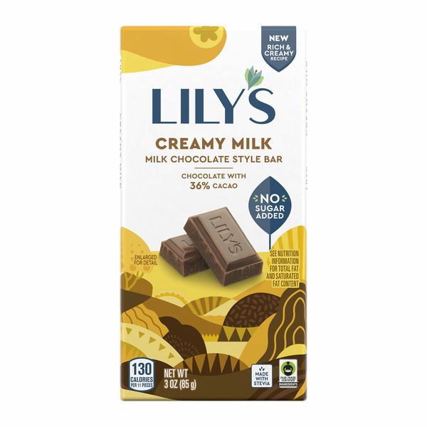 Candy & Chocolate Lily's Creamy Milk Chocolate Style No Sugar Added Sweets hero