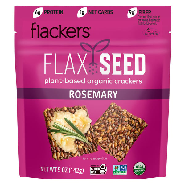 Crackers Dr. in the Kitchen Flackers Flackers, Organic Flax Seed Crackers, Rosemary hero