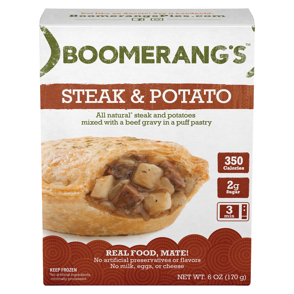 Frozen Meals Boomerang's Steak & Potato Pie, Frozen Meal hero