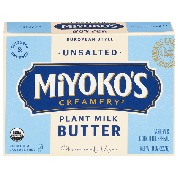 Soy & Lactose-Free Miyoko's Creamery Organic European Style Cultured Unsalted Plant Milk Butter hero