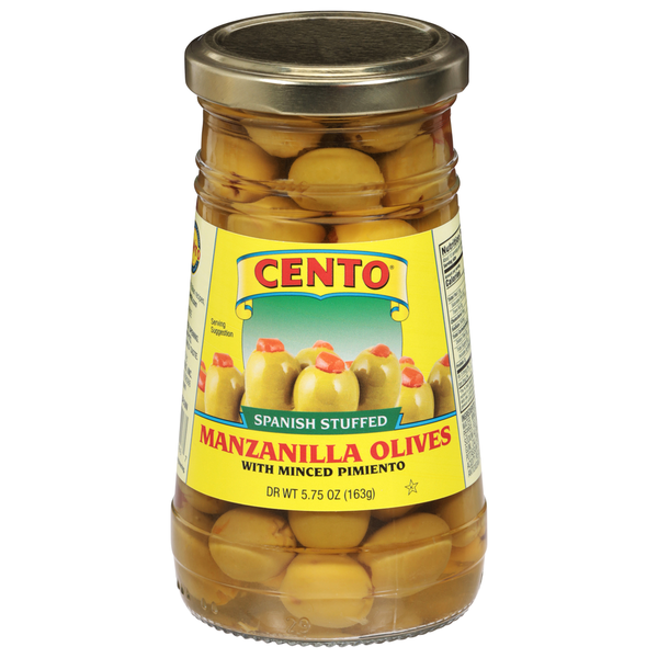 Pickled Goods & Olives Cento Manzanilla Olives, with Minced Pimiento, Spanish Stuffed hero