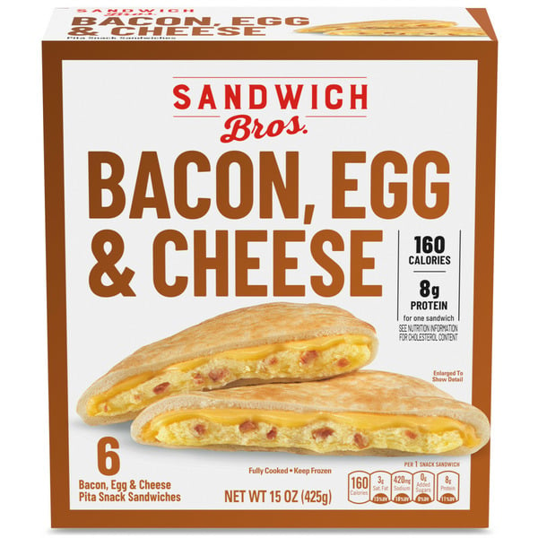 Frozen Appetizers & Sides Sandwich Bros. Bacon Egg & Cheese Pita Snack Sandwiches Frozen hero