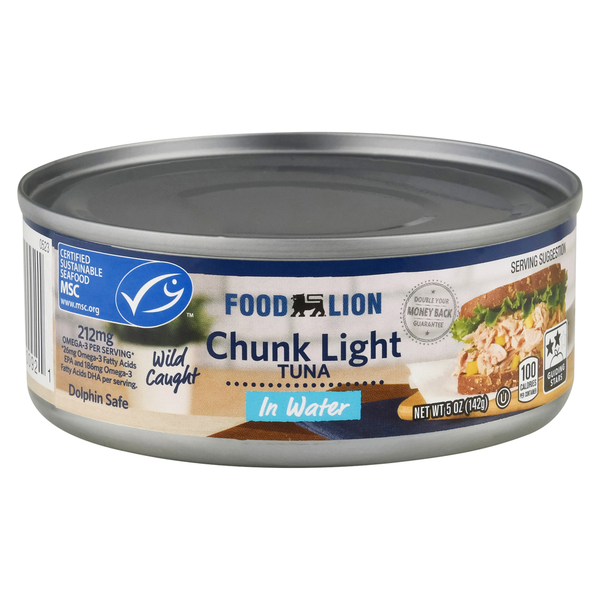 Canned & Jarred Vegetables Food Lion Tuna, in Water, Chunk Light hero