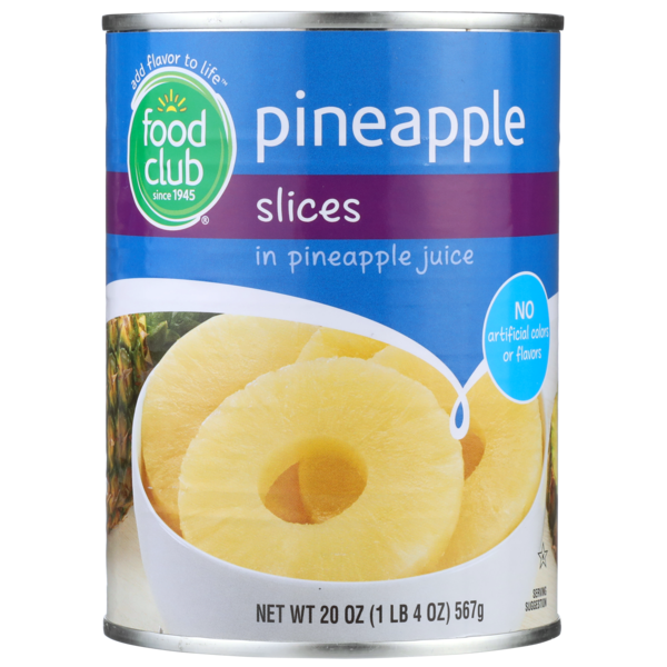 Canned Fruit & Applesauce Food Club Pineapple Slices In Pineapple Juice hero