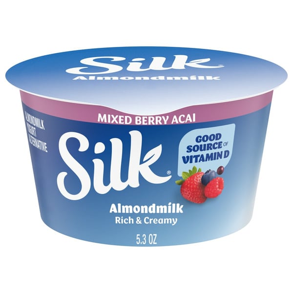 Yogurt Silk Mixed Berry Acai Dairy Free, Almond Milk Plant Based Yogurt Alternative Containe hero