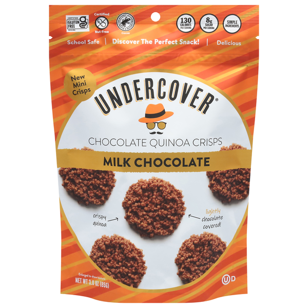 Undercover Chocolate Quinoa Crisps, Milk Chocolate, Mini hero