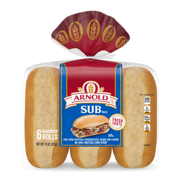 Packaged Bread Arnold 6  count, Italian Roll Sandwich Rolls hero