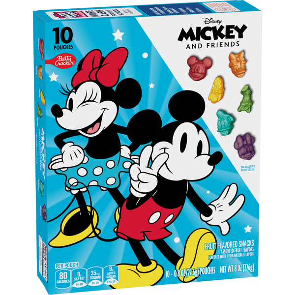 Fruit & Vegetable Snacks Betty Crocker Disney Mickey and Friends Gluten Free Fruit Flavored Snacks hero