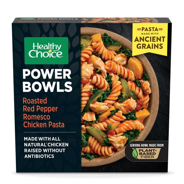 Healthy Choice Power Bowls, Roasted Red Pepper Romesco Chicken Pasta, Frozen Meal hero