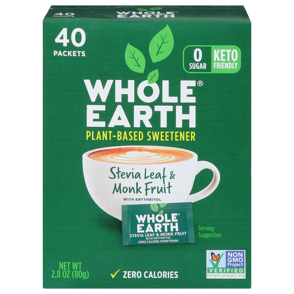 Baking Ingredients Whole Earth Sweeteners, Stevia Leaf & Monk Fruit, Packets hero