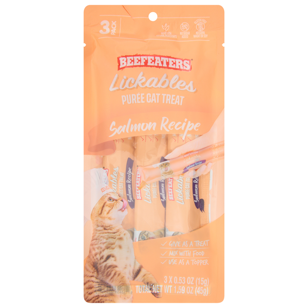 Cat Food & Care Beefeaters Cat Treat, Puree, Salmon Recipe, 3 Pack hero