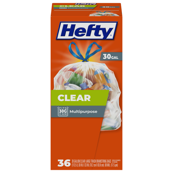 Trash Bags & Liners Hefty Clear Large Trash Drawstring Bags hero