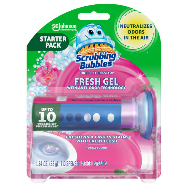 Cleaning Products Scrubbing Bubbles® Fresh Gel Toilet Cleaning Stamp Dispenser, Floral Fusion hero