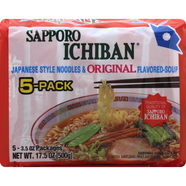 Instant Foods Sapporo Noodles & Soup, Japanese Style, Original Flavored, 5-Pack hero