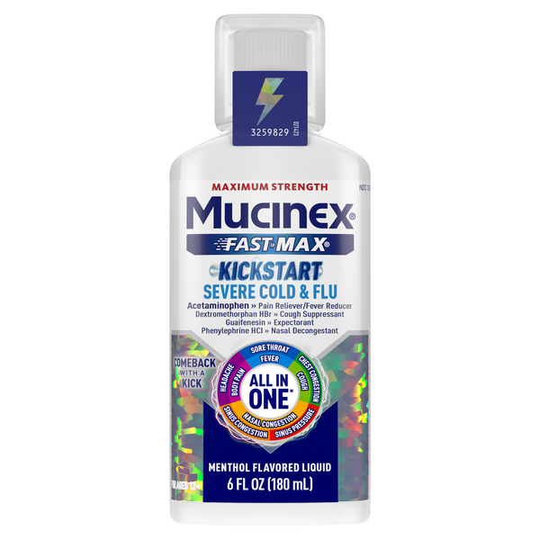 Mucinex Severe Cold & Flu, Maximum Strength, Kickstart, Liquid, Menthol Flavor hero