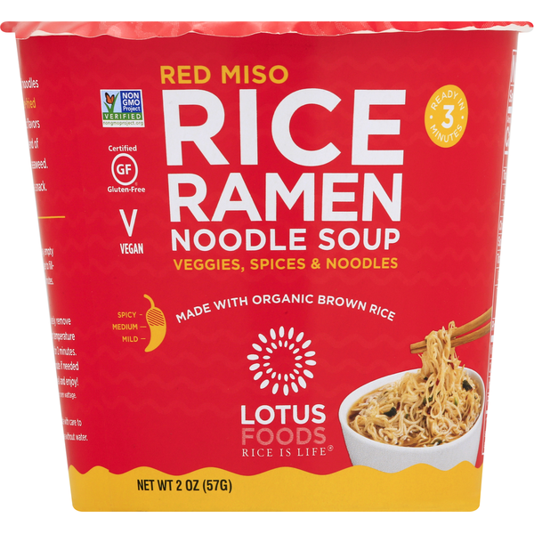 Soup, Broth & Bouillon Lotus Foods Rice Ramen Noodle Soup, Red Miso, Medium hero