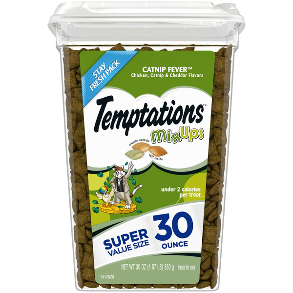 TEMPTATIONS MixUps Crunchy and Soft Cat Treats Catnip Fever Flavor hero