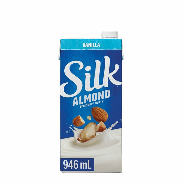 Natural Food and Health Products Silk Almond Beverage, Vanilla Flavour, Dairy-Free, Shelf Stable hero