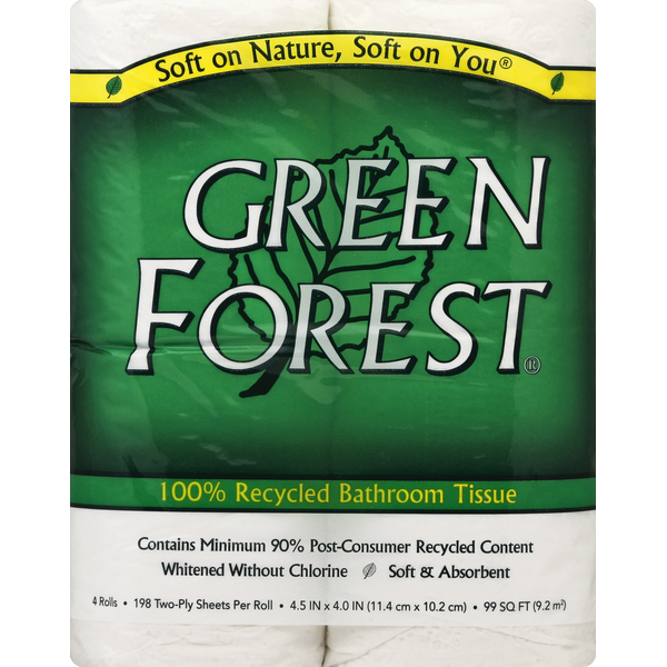 Paper Goods Green Forest Bathroom Tissue, 100% Recycled, Two-Ply hero