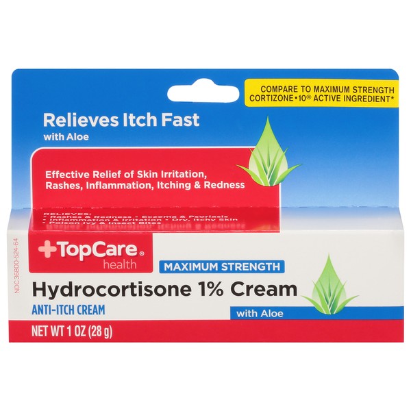 First Aid TopCare Hydrocortisone 1% Cream, with Aloe, Maximum Strength hero