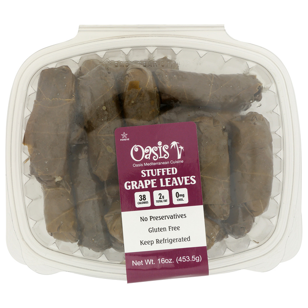 Prepared Meals Oasis Mediterranean Cuisine Grape Leaves Stuffed Vegetarian Large hero