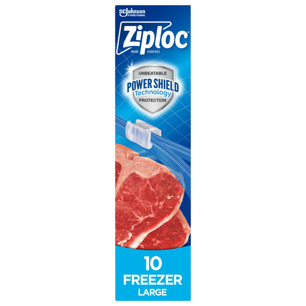 Food Storage Ziploc Freezer Slider Bags Large, with Power Seal Technology hero