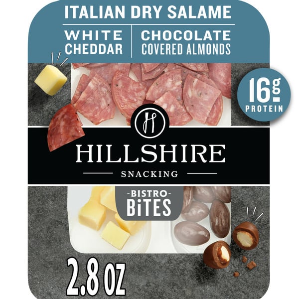 Hot Dogs, Bacon & Sausage Hillshire Farm Snacking Bistro Bites Italian Dry Salame and Cheese, Single Serve hero