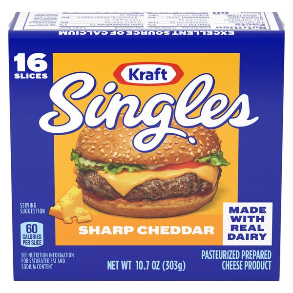 Kraft Singles Sharp Cheddar Cheese Slices hero