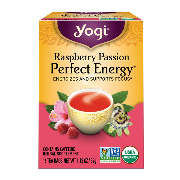 Tea (Loose, Bags and Pods) Yogi Tea Black Tea, Raspberry Passion Perfect Energy, Contains Caffeine hero