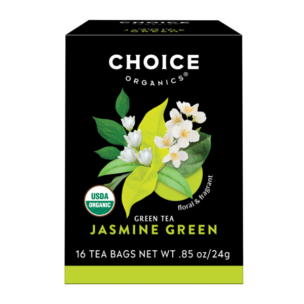 Tea Choice Organics Jasmine Green Tea, Floral & Fragrant, Contains Caffeine, Organic Tea Bags hero