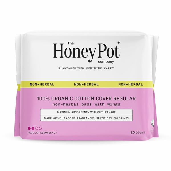 Feminine Care The Honey Pot Company Non-Herbal Regular Pads with Wings, Organic Cotton Cover hero