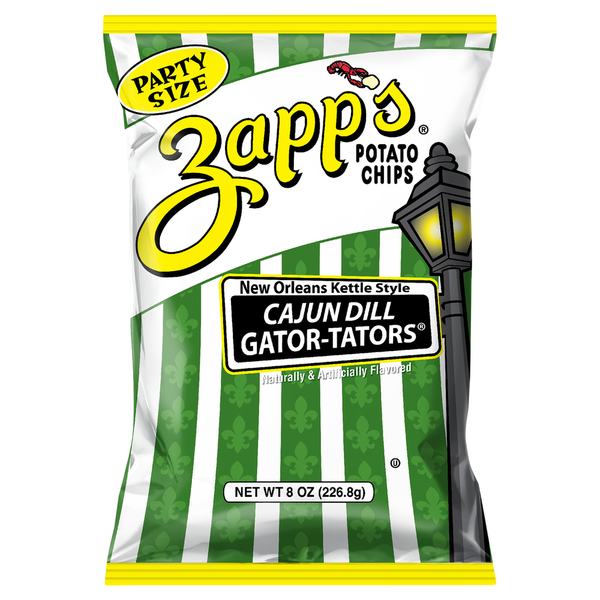 Chips & Pretzels Zapp's Potato Chips,  Cajun Dill Gator-Tators, New Orleans Kettle Style,Party Size hero