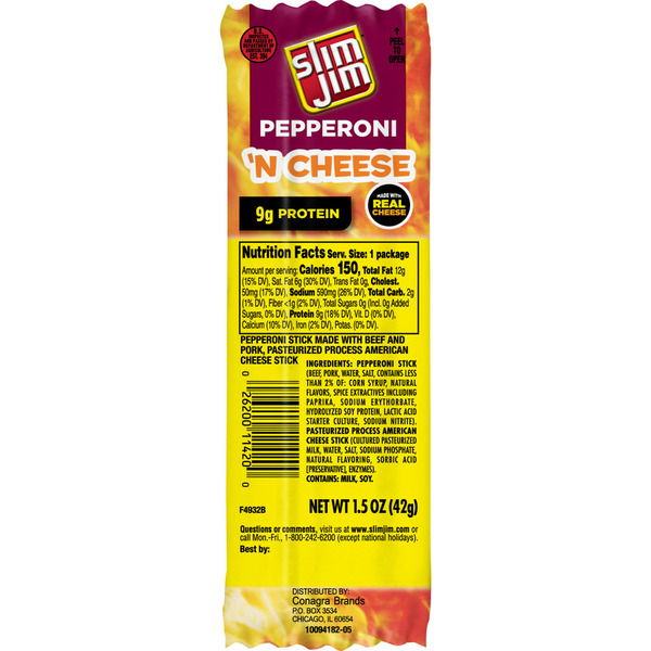 Popcorn & Jerky Slim Jim Pepperoni 'n Cheese Stick hero