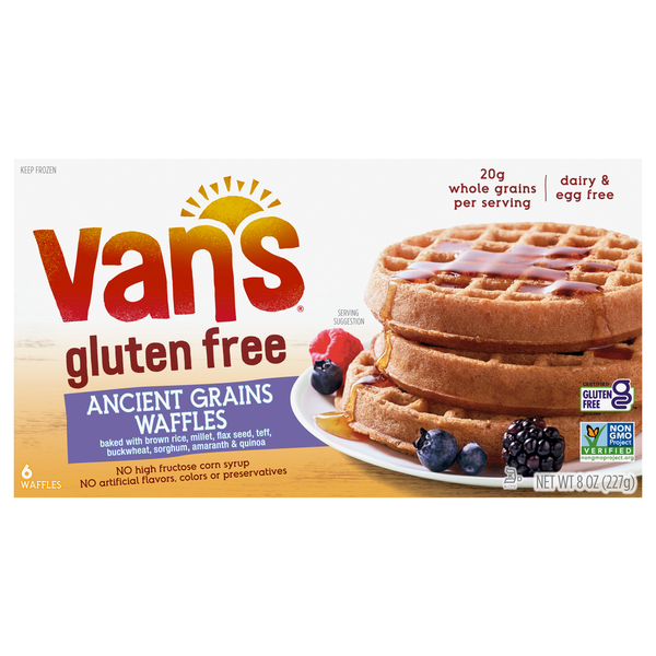 Frozen Breakfast Van's Foods Natural Foods Ancient Grains Waffles Gluten Free hero