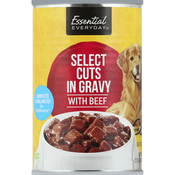 Dog Food & Care Essential Everyday Dog Food, Select Cuts in Gravy, with Beef hero