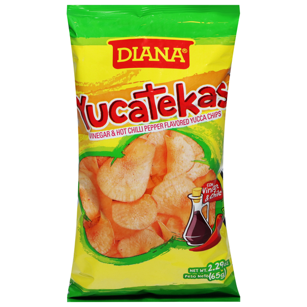 Chips & Pretzels Diana’s Yucca Chips, Vinegar & Hot Chilli Pepper Flavored, Yucatekas hero