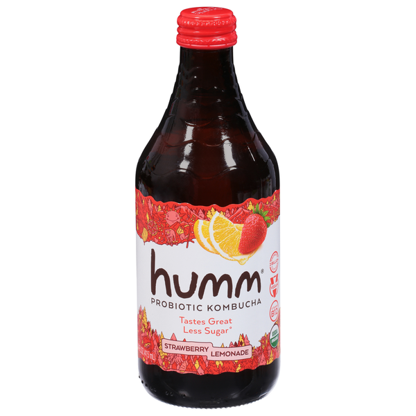 Juice & Nectars Humm Kombucha, Probiotic, Strawberry Lemonade hero