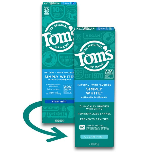 Tom's of Maine Simply White Anticavity Toothpaste With Fluoride, Clean Mint hero