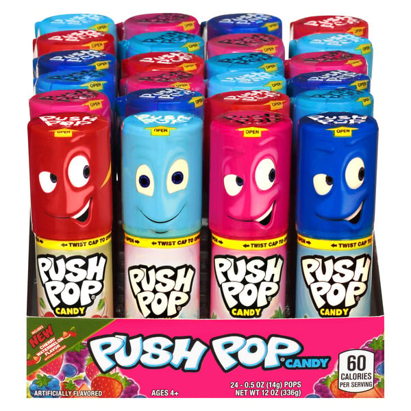 Candy & Chocolate Push Pop Individually Wrapped Candy Lollipop Suckers, Assorted Flavors hero