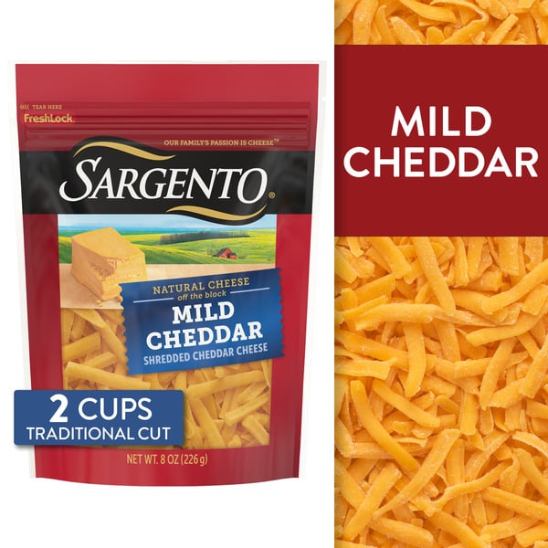 Packaged Cheese Sargento Shredded Mild Natural Cheddar Cheese hero